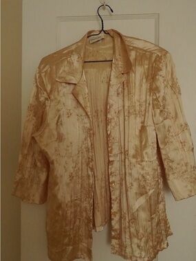 Silk Embroidered Champagne blouse - Women